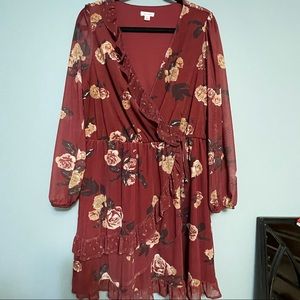 Floral maroon target dress